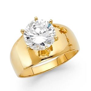 14K Yellow Gold 3ct Simulated diamond Ring